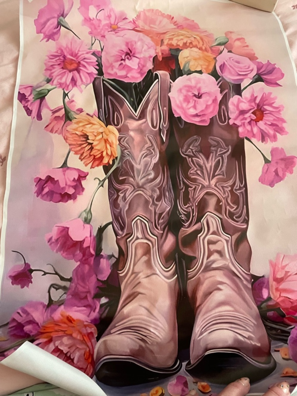 Pink Western Cowboy Boots Canvas Wall Art